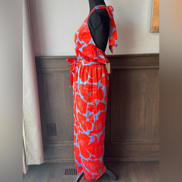 Sugarlips Orange and Blue Floral halter top Jumpsuit NWT M - Picture 7 of 9